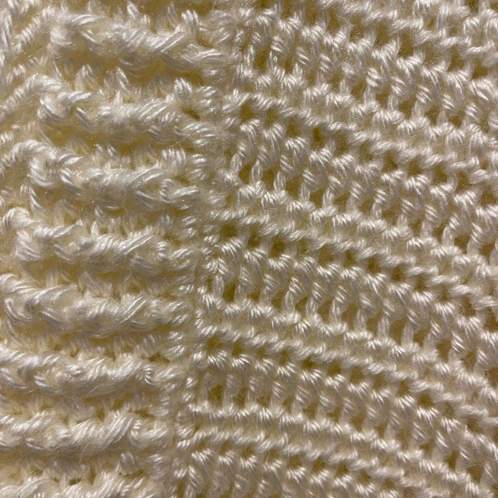 Handmade Cream Chunky Knit Cardigan Crochet Sweater with Pockets ptp 20.5 - Picture 8 of 13
